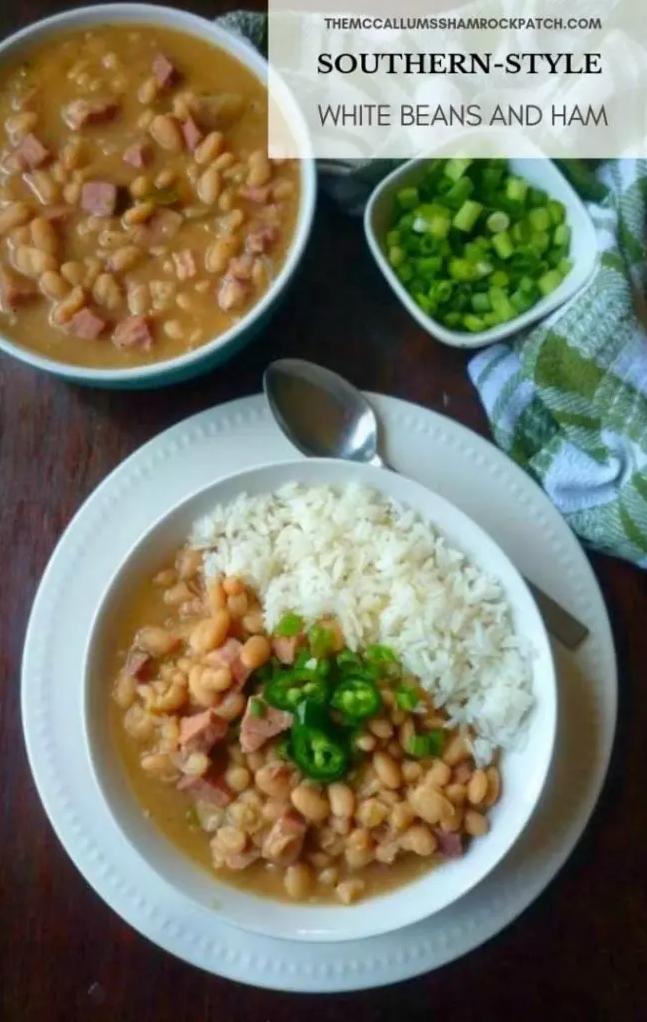  A classic southern dish, these white beans are soft, buttery and savory.