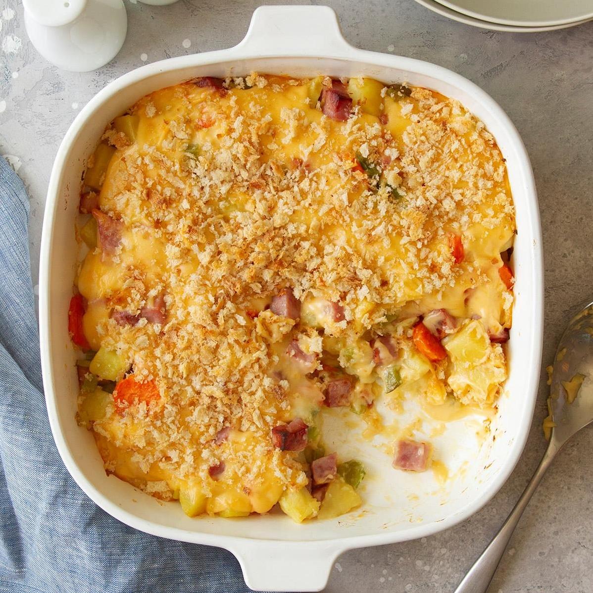  A hearty ham casserole that will satisfy the whole family.