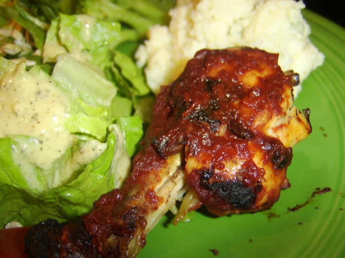  A plate full of mouth-watering Spicy Southern Barbecued Chicken.