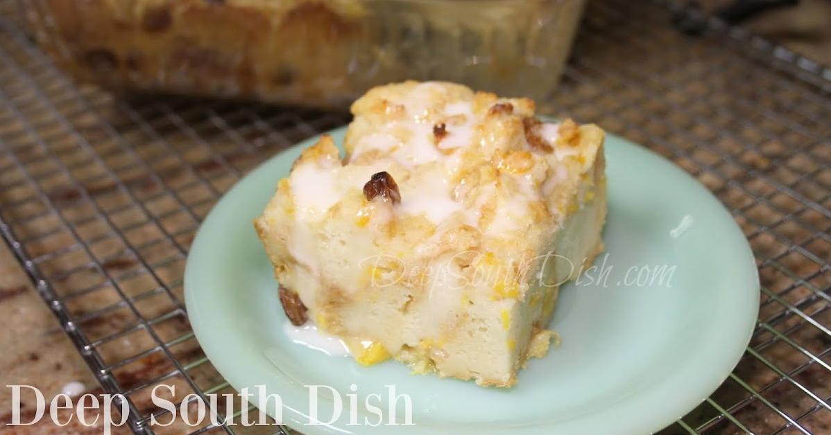  A sweet and savory bread pudding baked to perfection.
