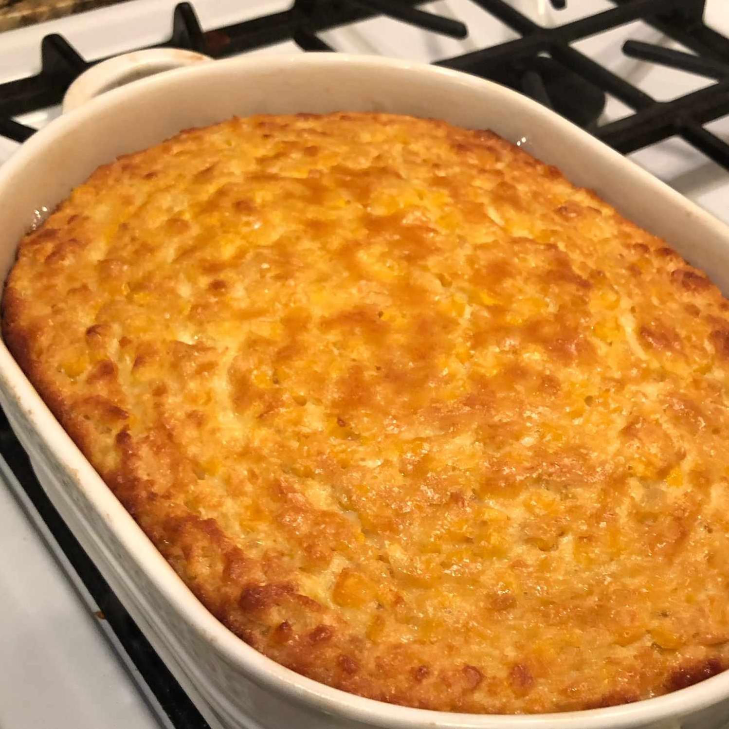  Add some Southern flair to your dinner table with this traditional corn pudding.