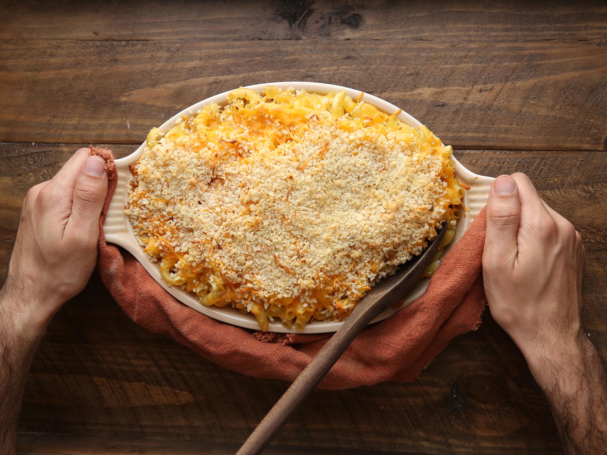  Baked to perfection, this golden Mac and Cheese will be the star of any gathering
