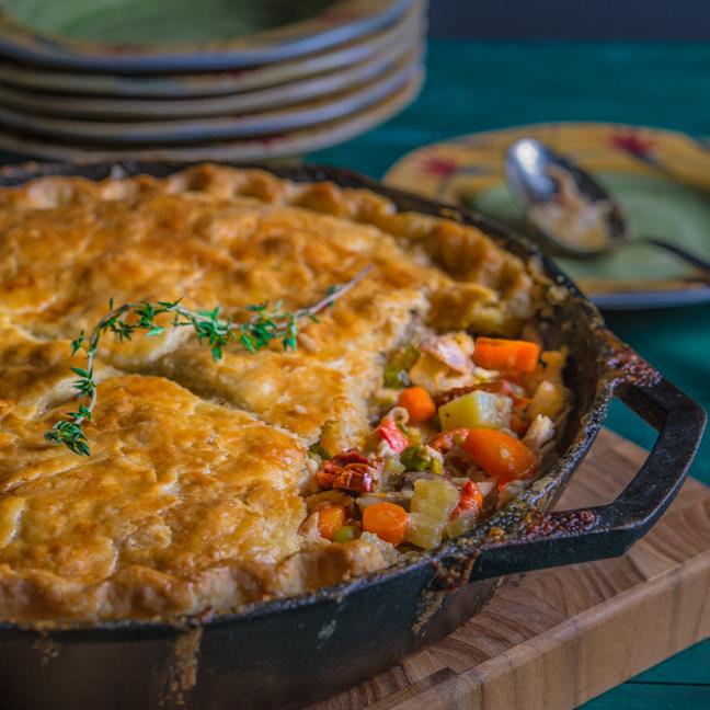  Dig in to a slice of comfort with this Southern Chicken Pie.