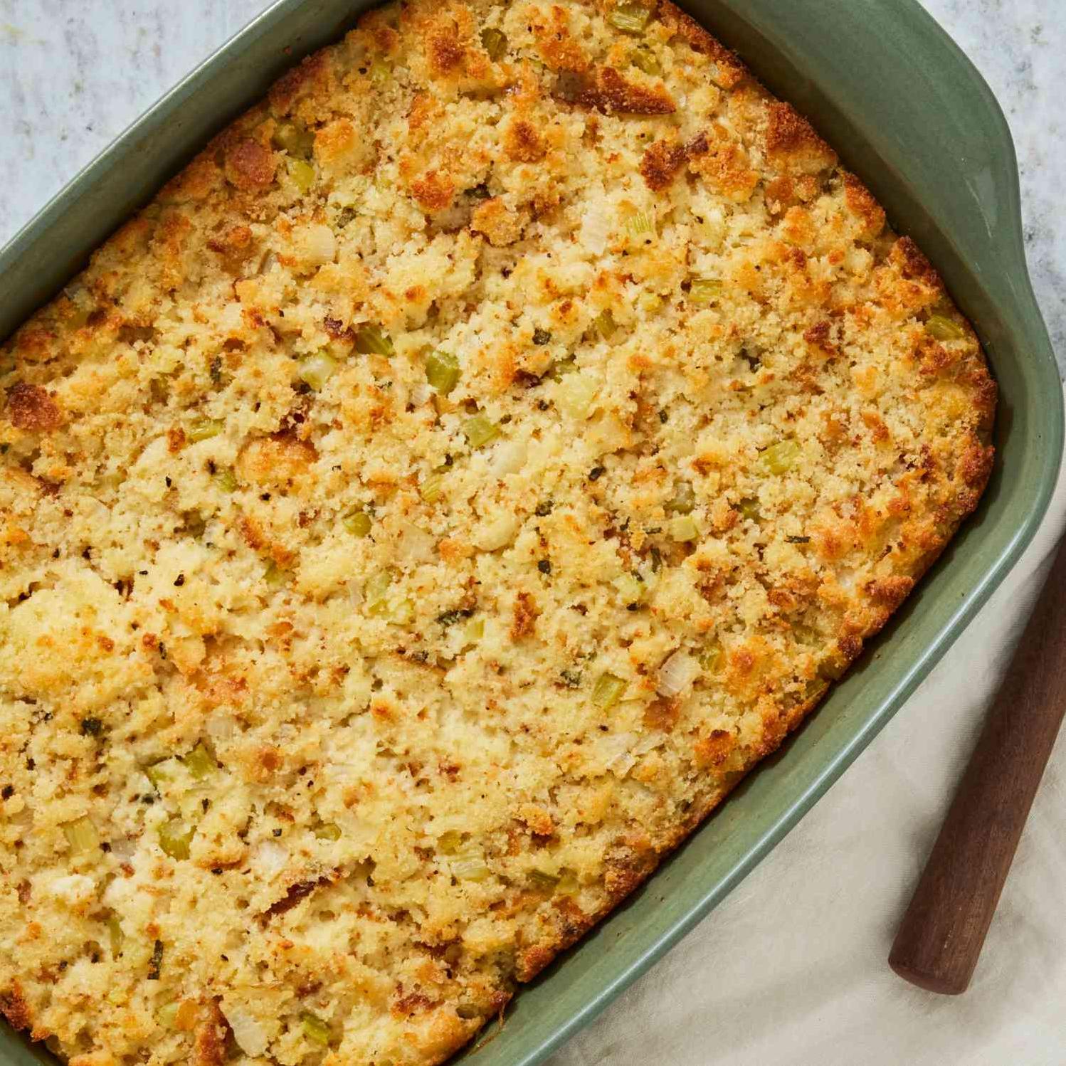  Fluffy and golden, this cornbread dressing is the ultimate Southern comfort food.