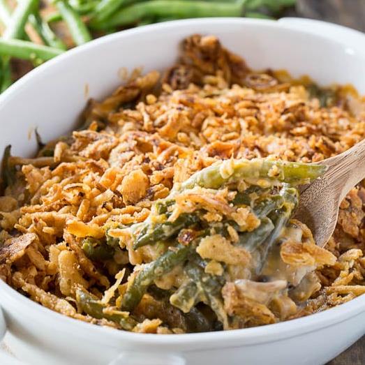  Fresh green beans, crispy onions, and a cheesy sauce make this casserole irresistible.