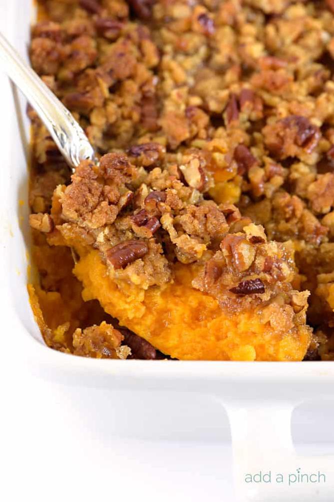  Made with fresh sweet potatoes, this casserole is perfect for your next family gathering or holiday meal.