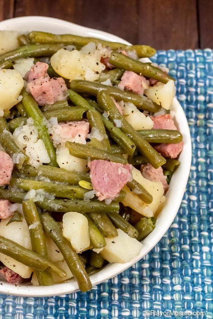  Nothing beats a warm bowl of southern-style green beans, ham, and potatoes on a chilly day.