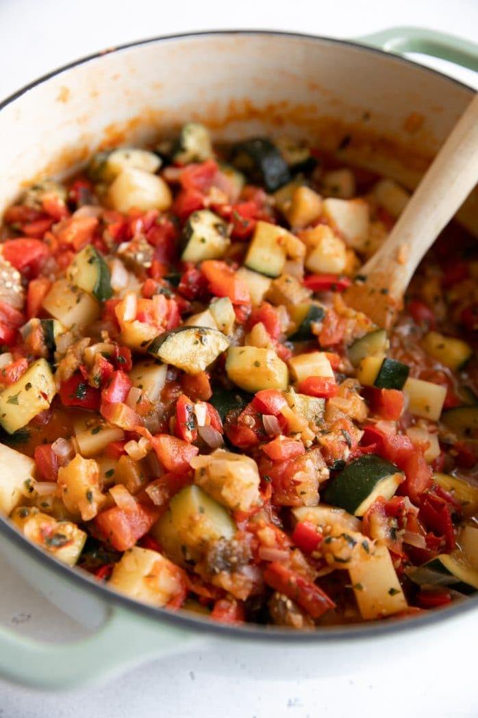  Our Southern Italian Ratatouille is bursting with color from fresh vegetables.