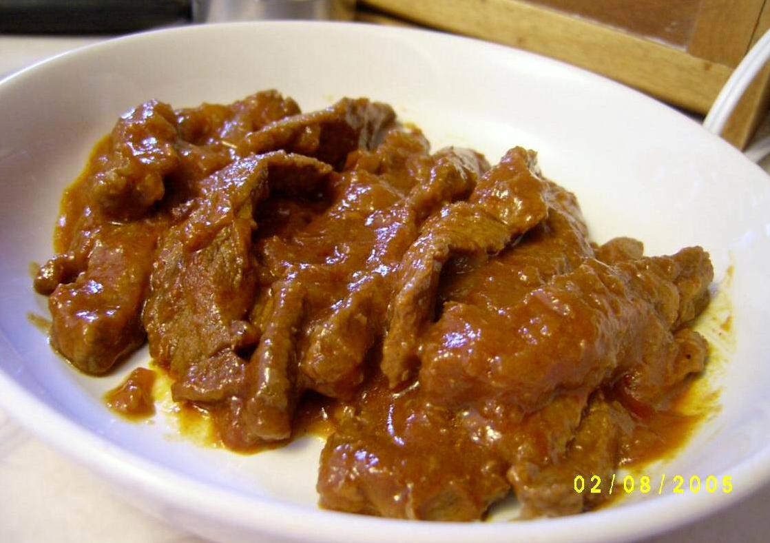  Savory beef tips slathered in a finger-licking sauce