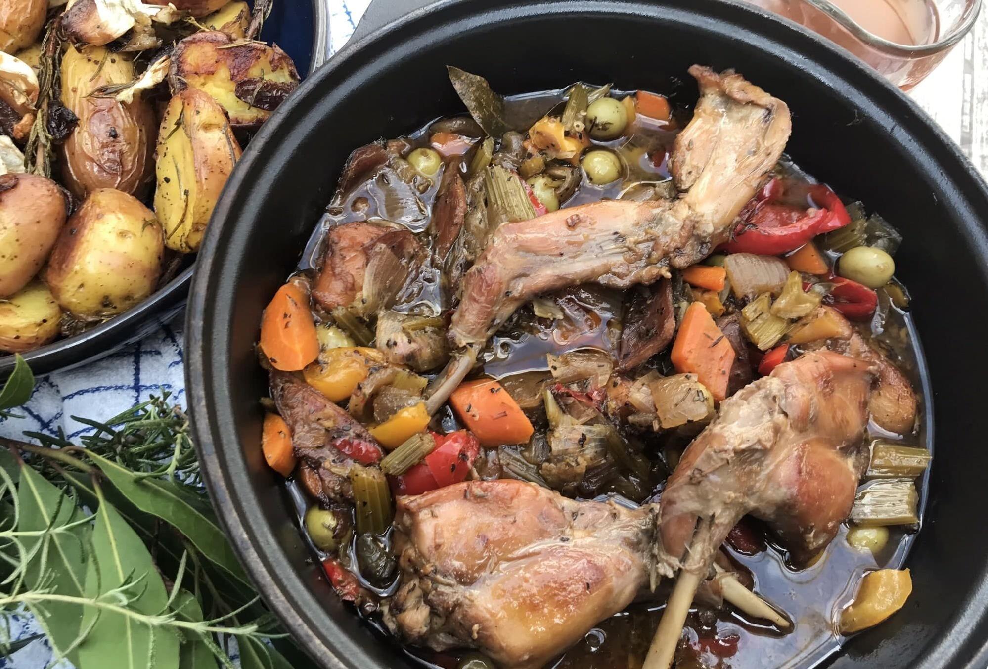  Savory rabbit stew with carrots and onions