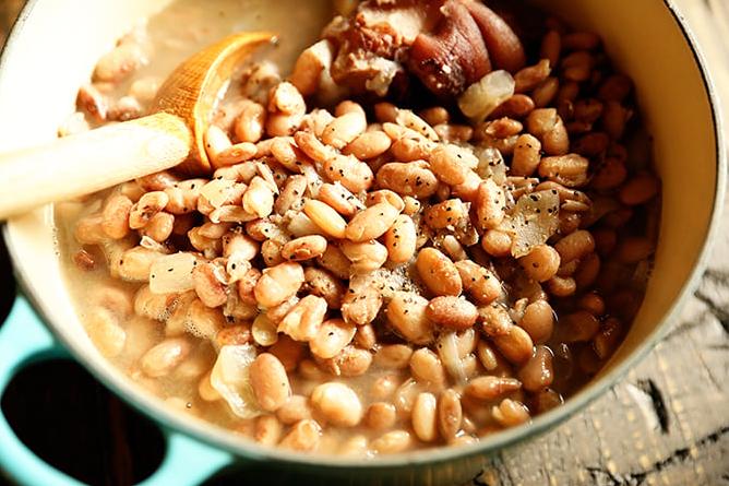  Say hello to my little bowl of goodness – Southern-style salted pinto beans that pack a punch of flavor.