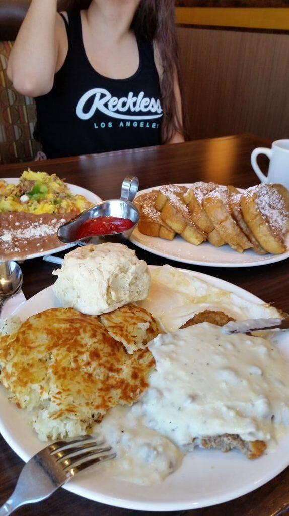 Smooth, creamy gravy poured over fluffy biscuits