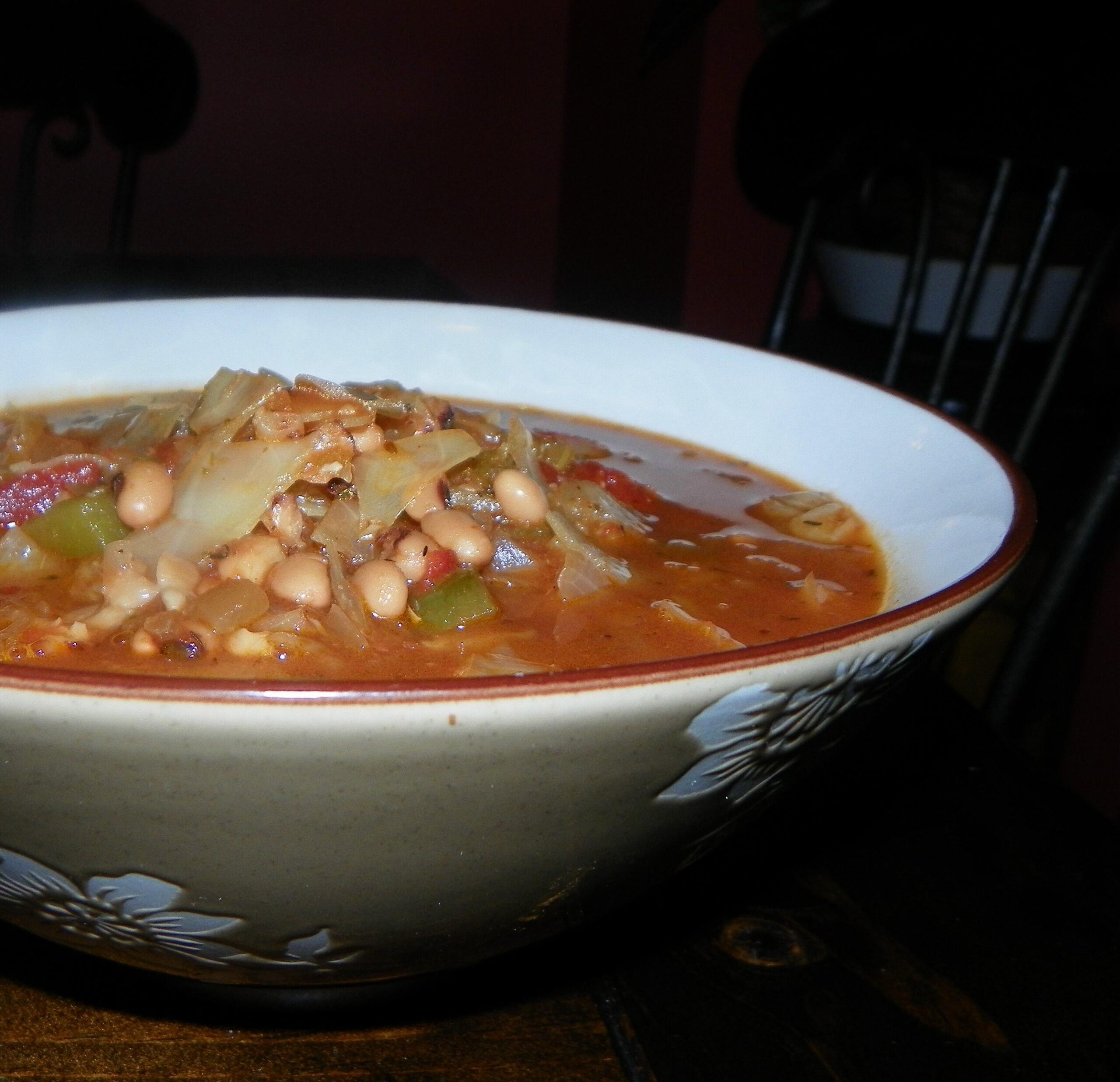 Sure, I can provide 11 creative photo captions for the Southern Style Black-Eyed Pea Soup recipe: