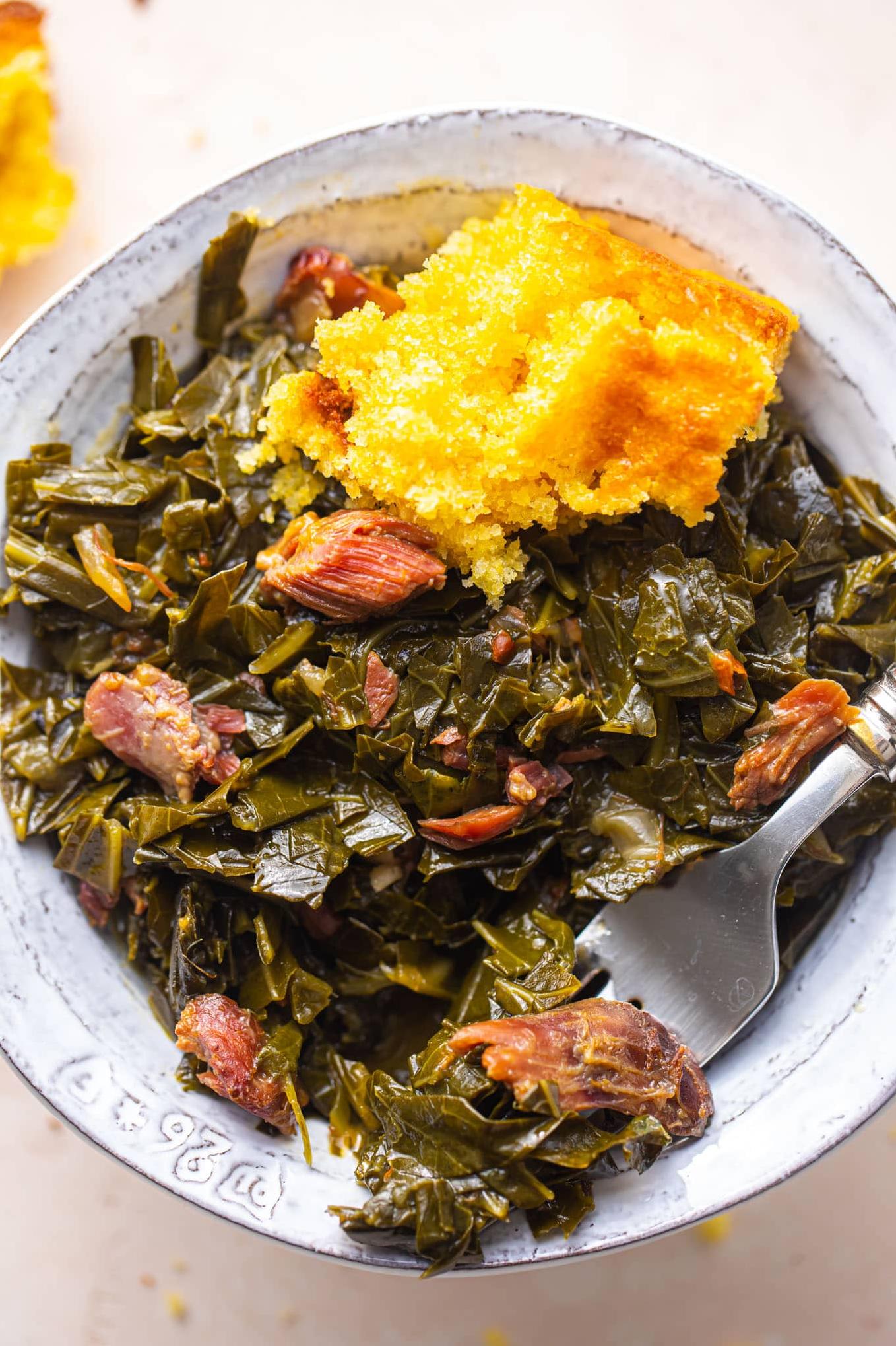  Sweet and smoky ham hocks to give these greens their signature taste
