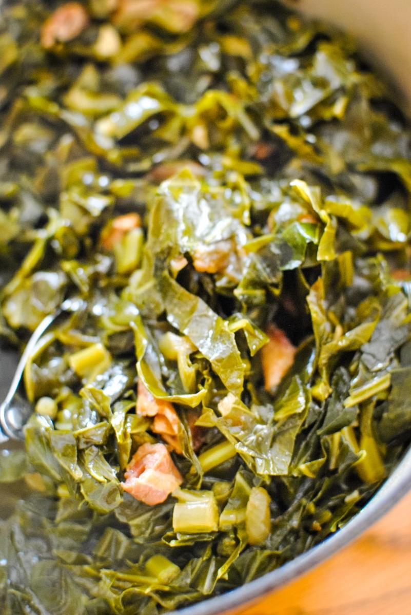  Take your taste buds on a trip to the South with every bite of these collard greens.