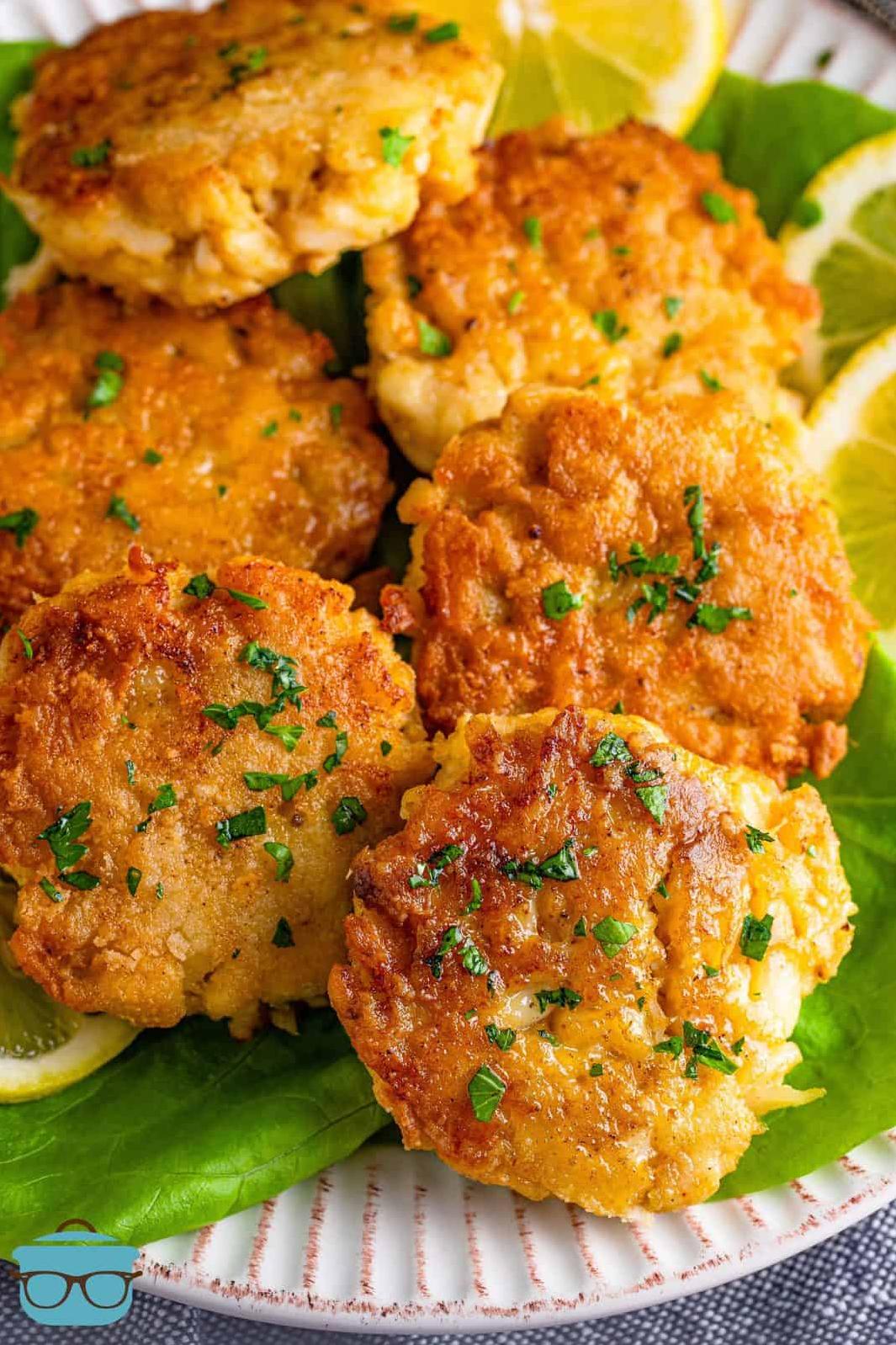  These crab cakes are crispy on the outside and delicate on the inside.