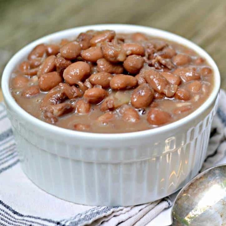  These salted pinto beans are slow-cooked to perfection for a hearty, down-home meal.