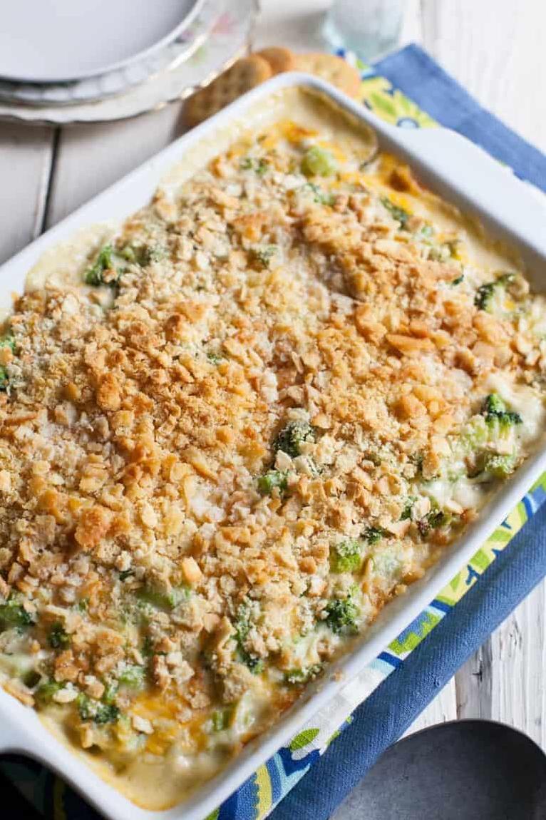  This creamy and cheesy broccoli casserole is sure to be a crowd-pleaser.