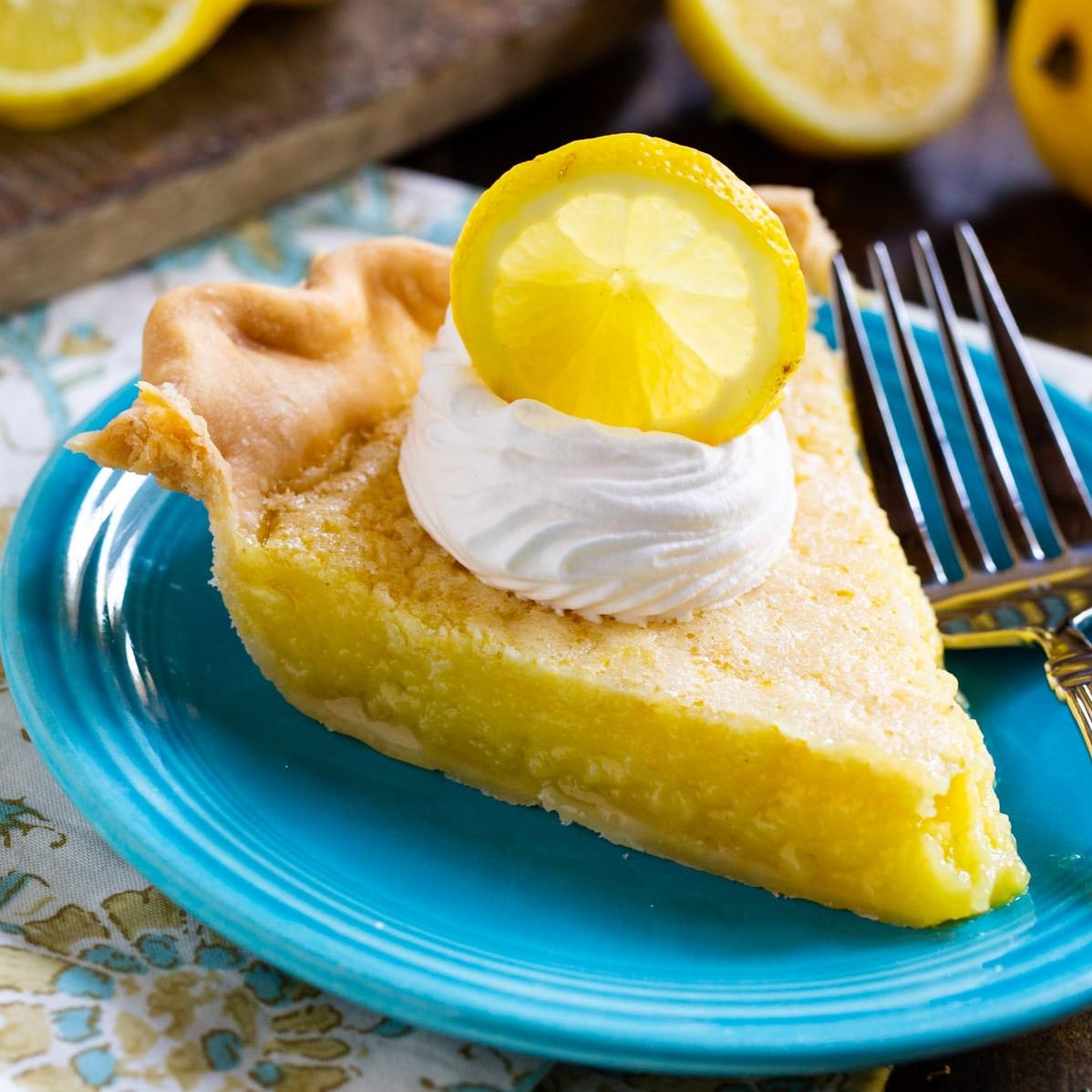  Top this bright yellow pie with fresh whipped cream for extra indulgence.