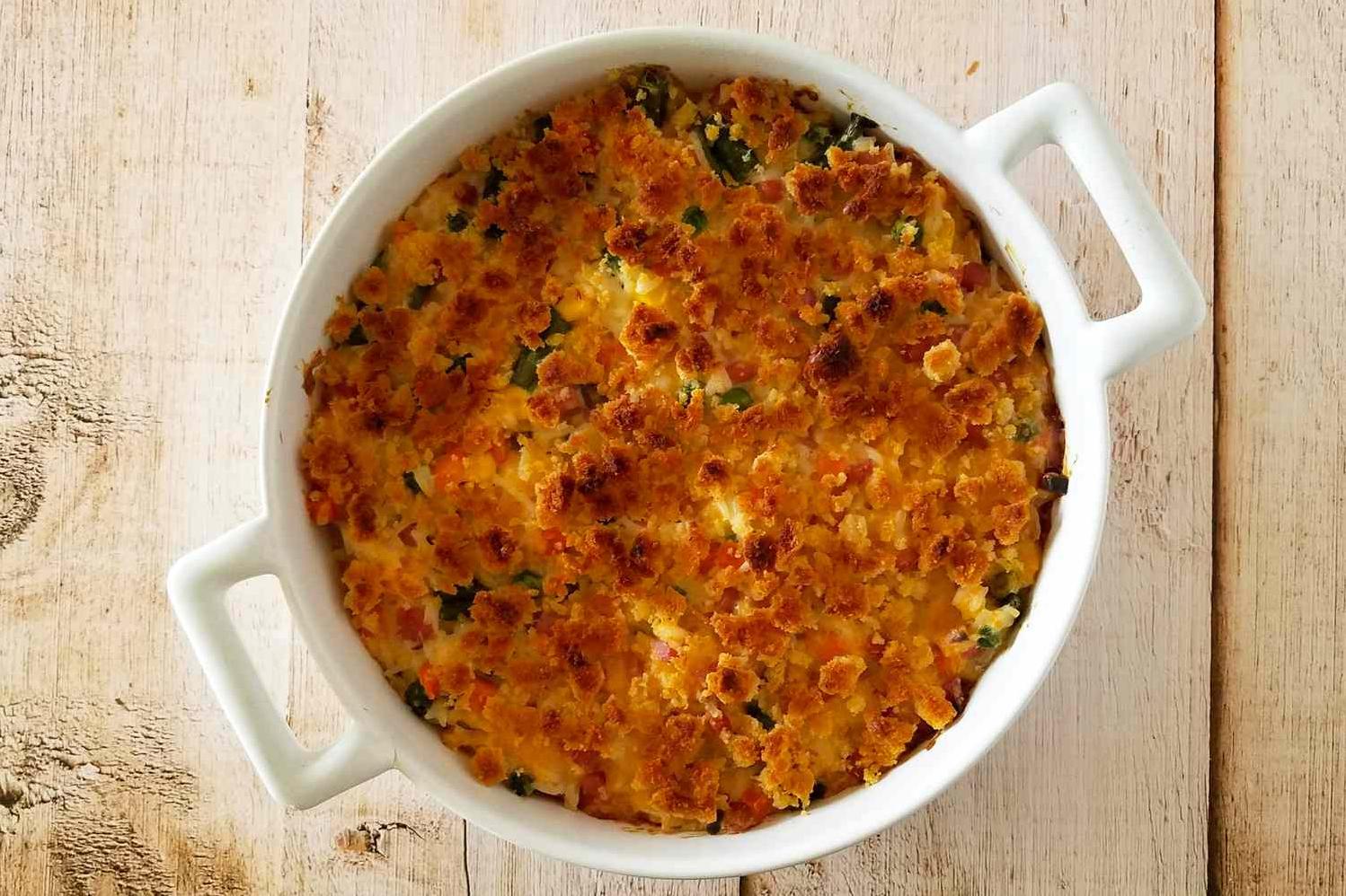  With a crispy top layer and a gooey center, this casserole is the epitome of texture perfection.