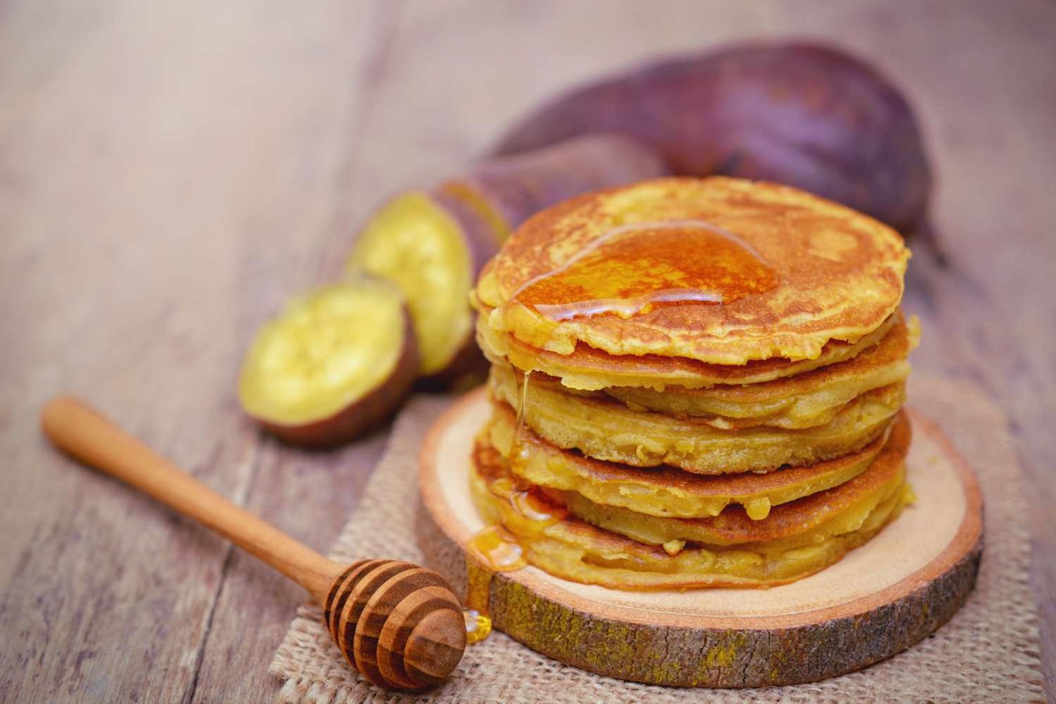  With a hint of cinnamon and nutmeg, these pancakes will fill your kitchen with the scent of the