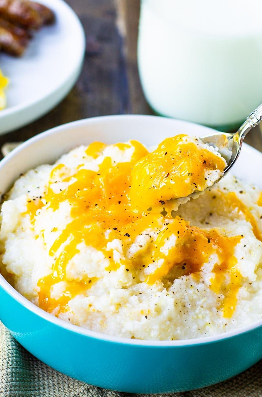  You can never go wrong with grits, especially these loaded cheesy grits.